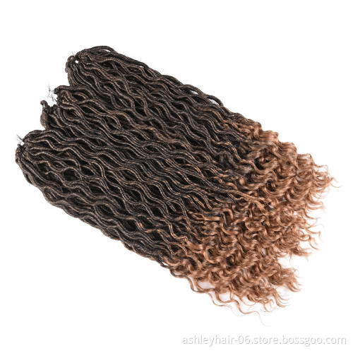 Wholesale 24 Strands Synthetic Crochet Hair Curly End Wavy Goddess Faux Locs Braid